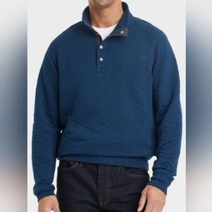 Quilted Snap Turtleneck Pullover Sweatshirt